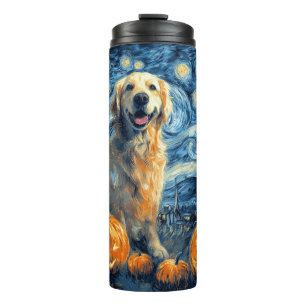 Golden Retriever Pumpkin Starry Night Dog Mum Van  Thermal Tumbler