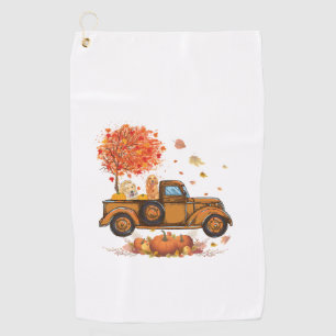 Golden Retriever Pumpkin Truck Autumn Leaf Fall th Golf Towel
