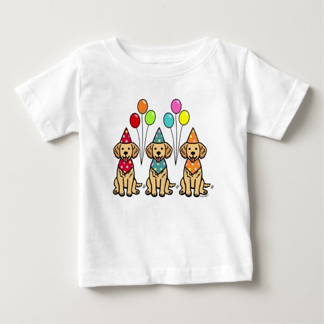 Golden Retriever Puppies Birthday Baby T-Shirt (Front)