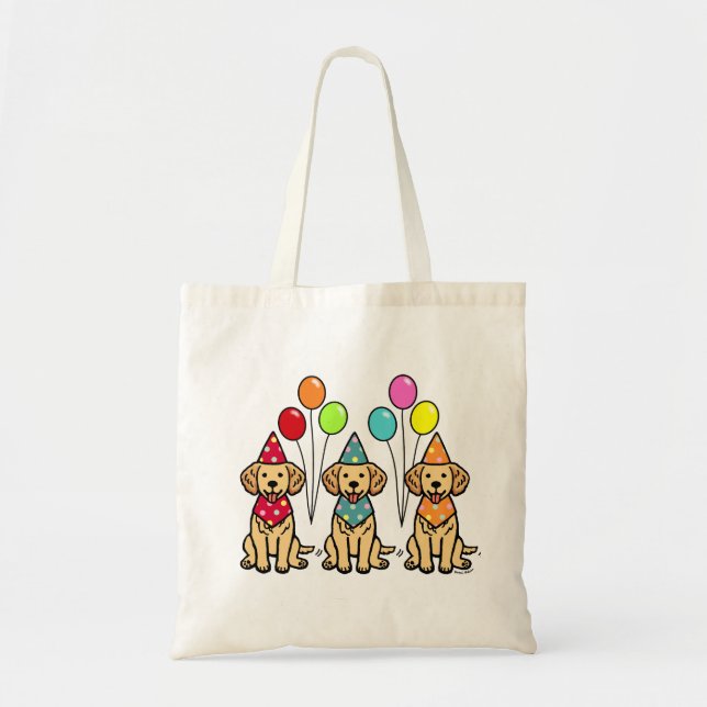 Golden Retriever Puppies Birthday Tote Bag (Front)
