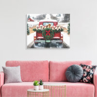 Golden Retriever Puppies In Red Christmas Truck