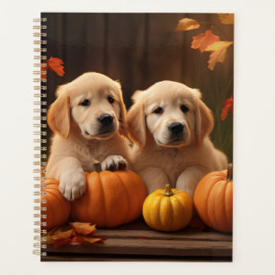 Golden Retriever Puppy Autumn Delight Pumpkin Planner