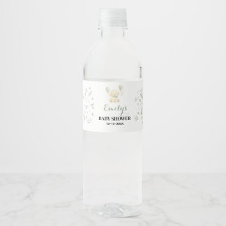 Golden Retriever Puppy Baby Shower Sage Green Water Bottle Label