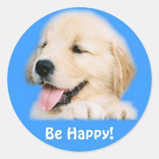 Golden Retriever Puppy "Be Happy" Sticker