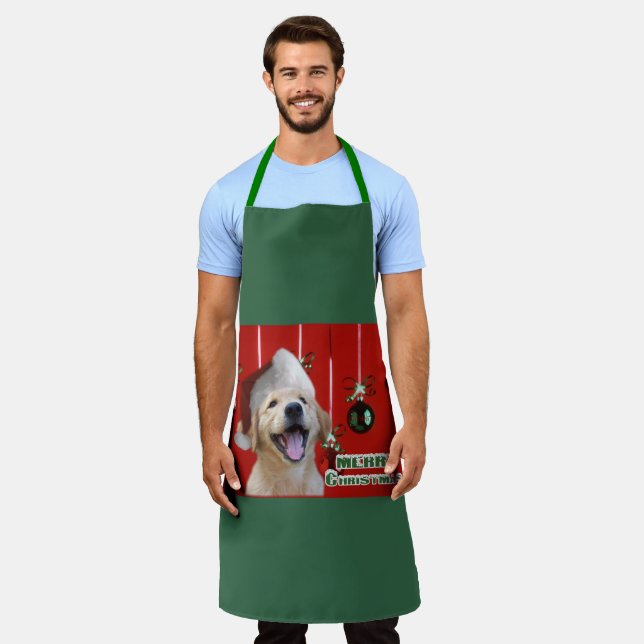Golden Retriever Puppy Christmas Bowl Apron (Worn)