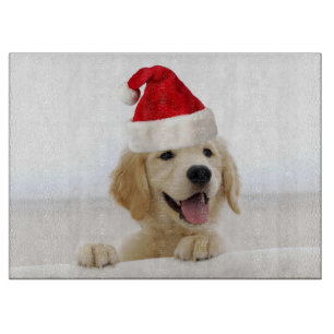 Golden Retriever Puppy Christmas Cutting Board