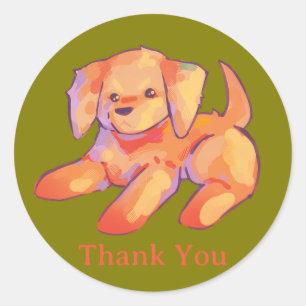 Golden retriever puppy classic round sticker