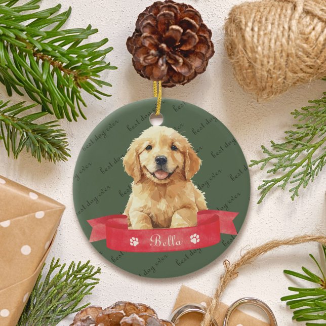 Golden Retriever Puppy Custom Ceramic Tree Decoration (Creator Uploaded)