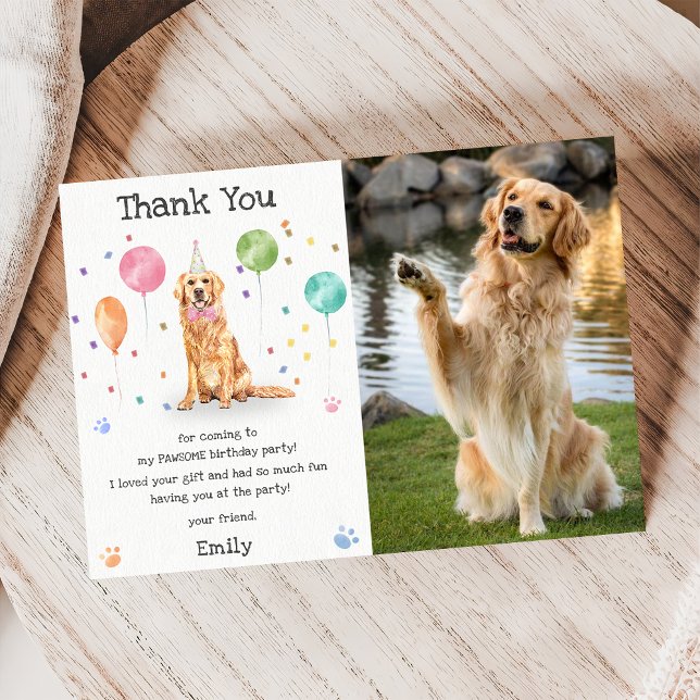 Golden Retriever Puppy Dog Birthday Thank You Card (Creator Uploaded)