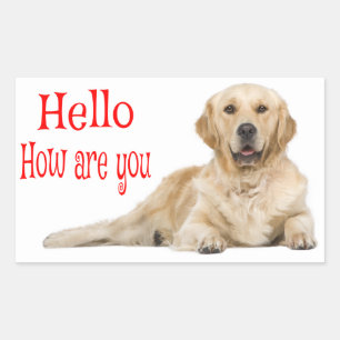 Golden Retriever Puppy Dog - Hello Love Rectangular Sticker