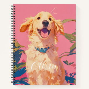 Golden Retriever Puppy Dog Notebook Personalised 