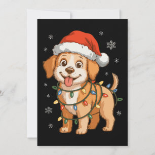 Golden Retriever Puppy Dog Santa Hat Christmas Invitation