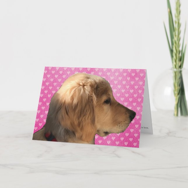 Golden Retriever Puppy Dog Valentine’s Day Card (Front)