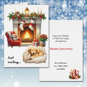 Golden Retriever Puppy Dog Waiting for Christmas
