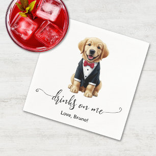 Golden Retriever Puppy Drinks On Me Dog Wedding Napkin