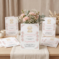 Golden Retriever Puppy & Floral Girl Baby Shower
