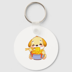 Golden Retriever puppy happily slurping Rabokki! Key Ring