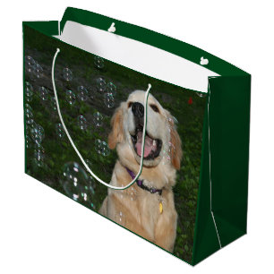 Golden Retriever Puppy in Bubbles Large Gift Bag