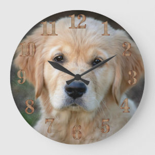 Golden Retriever Puppy Large Clock