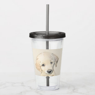 Golden Retriever Puppy Painting - Original Dog Art Acrylic Tumbler