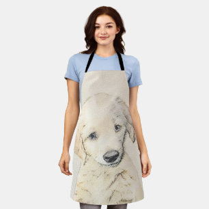 Golden Retriever Puppy Painting - Original Dog Art Apron