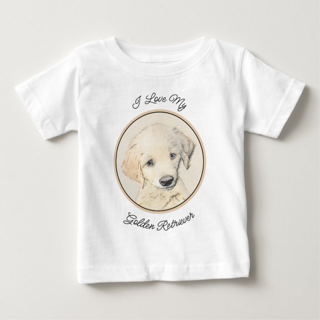 Golden Retriever Puppy Painting - Original Dog Art Baby T-Shirt (Front)