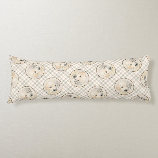Golden Retriever Puppy Painting Original Dog Art Body Cushion (Front)