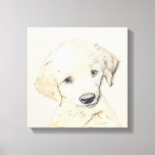 Golden Retriever Puppy Painting - Original Dog Art Canvas Print