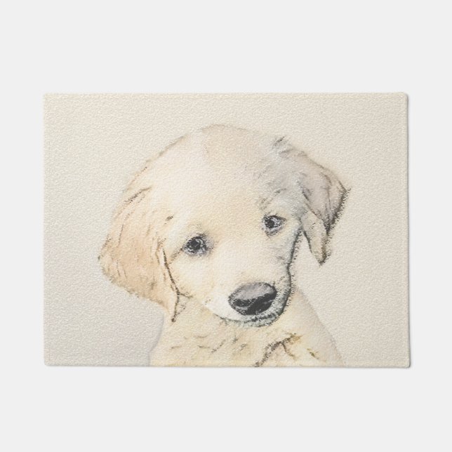 Golden Retriever Puppy Painting - Original Dog Art Doormat (Front)