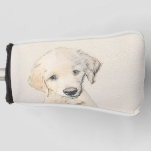 Golden Retriever Puppy Painting - Original Dog Art Golf Head Cover