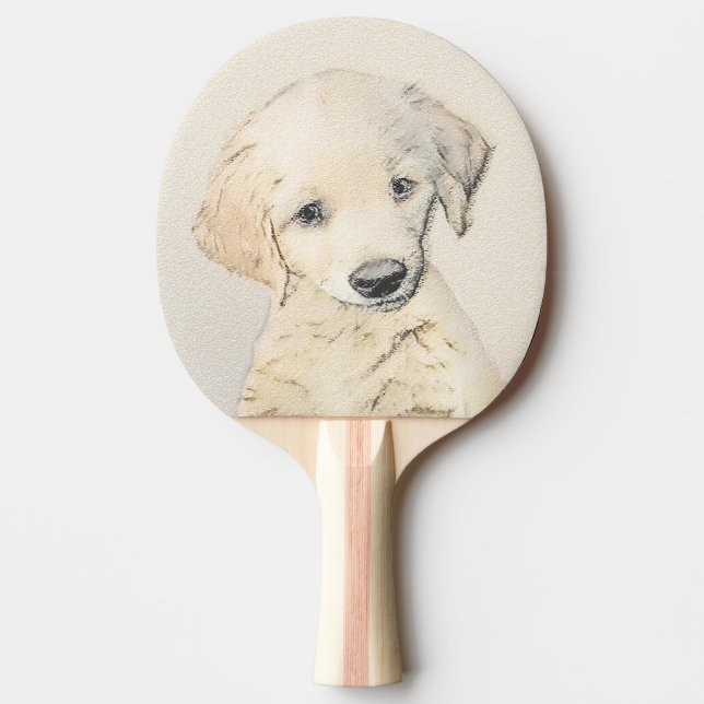 Golden Retriever Puppy Painting - Original Dog Art Ping Pong Paddle (Front)
