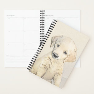 Golden Retriever Puppy Painting - Original Dog Art Planner