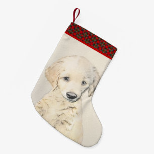 Golden Retriever Puppy Painting - Original Dog Art Small Christmas Stocking