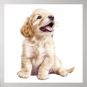 Golden Retriever Puppy Pastel Nursery Print