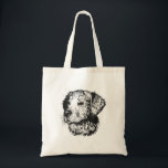 Golden retriever puppy portrait in black and white tote bag<br><div class="desc">Golden retriever puppy portrait in black and white</div>