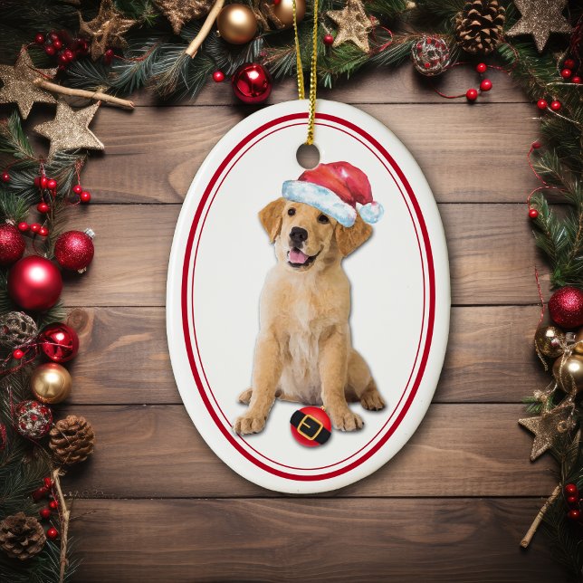 Golden Retriever Puppy Santa Bulb Christmas Ceramic Tree Decoration (Creator Uploaded)