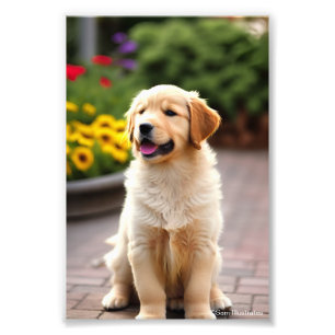 Golden Retriever Puppy Satin Photo Enlargement  Print