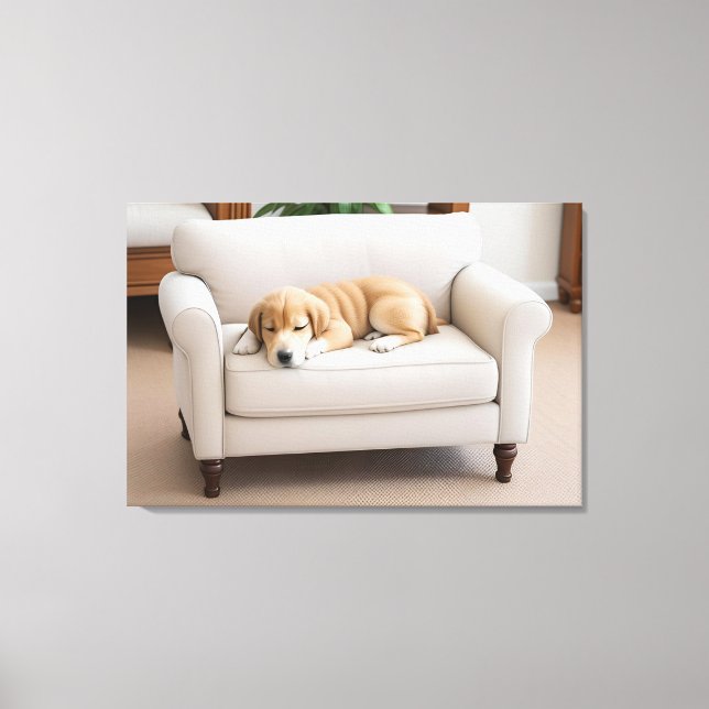 Golden Retriever Puppy Sleeping Canvas Print (Front)