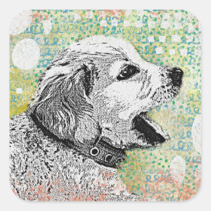 Golden Retriever Puppy Square Sticker