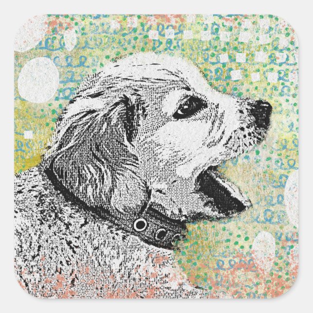 Golden Retriever Puppy Square Sticker (Front)