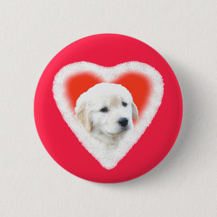Golden Retriever Puppy Valentine Gifts 6 Cm Round Badge