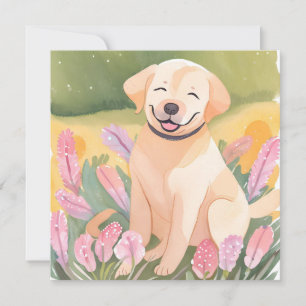Golden Retriever Puppy Watercolor Painted Card