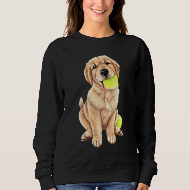 Golden Retriever Puppy With Tennis Ball Sweatshirt (Front)