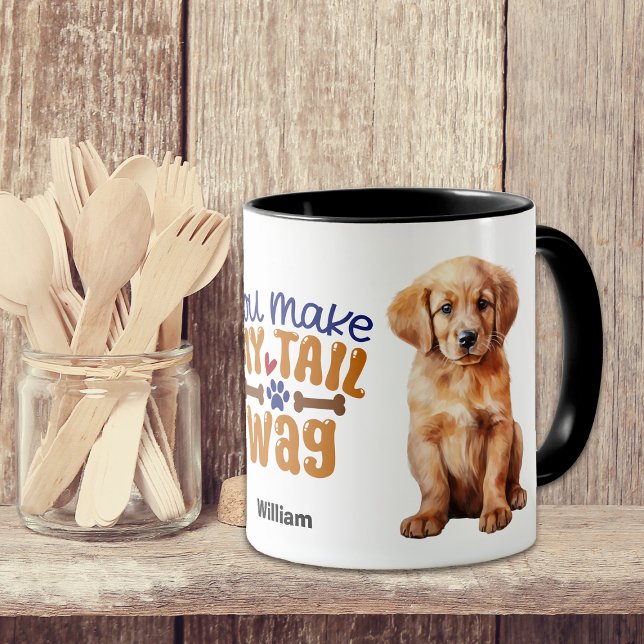Golden Retriever Puppy You Make My Tail Wag Mug (Creator Uploaded)