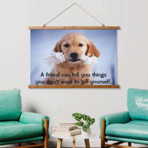  Golden Retriever pupy with a white rope Hanging Tapestry