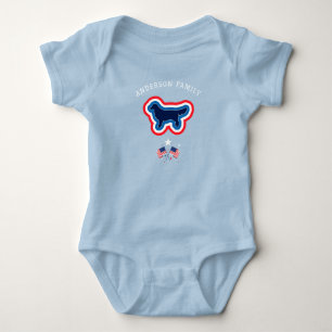 Golden Retriever Red White And Blue 4th July Dog Baby Bodysuit