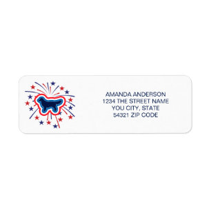 Golden Retriever Red White Blue 4th July Label