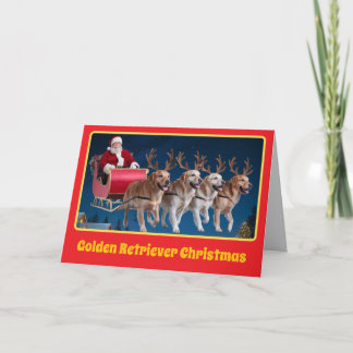 Golden Retriever Reindeer Card