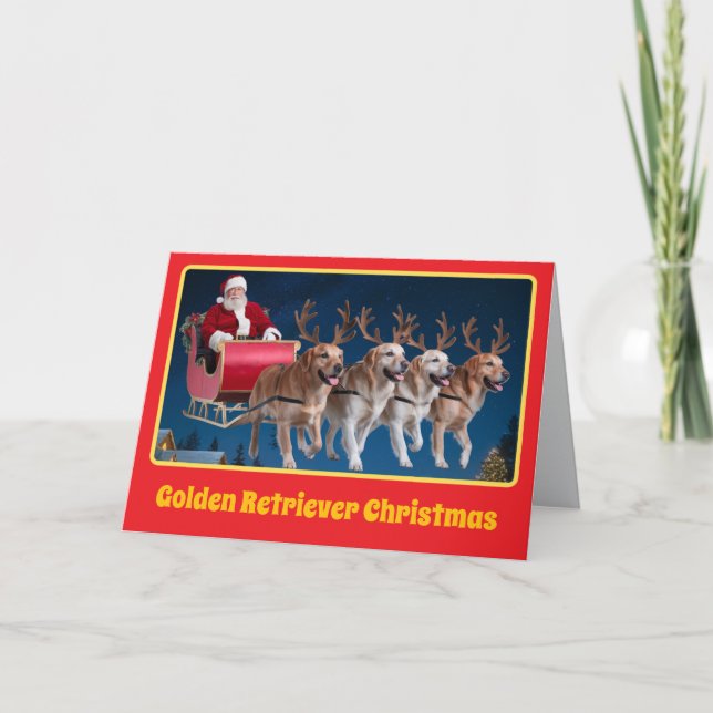 Golden Retriever Reindeer Card (Front)