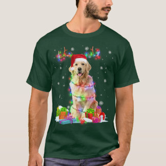 Golden Retriever Reindeer Christmas Lights Funny D T-Shirt